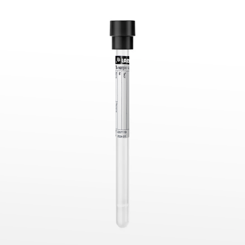 Пробірка для ШОЕ з 3,8% натрію цитратом (чорна), 8x120 мм 1,6 мл, 100 шт/уп